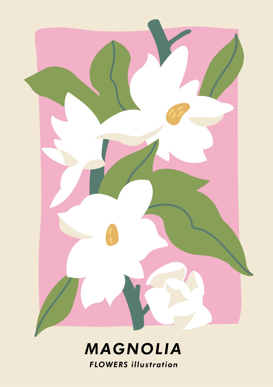 手绘小清新北欧花朵植物花卉插画海报封面画芯装饰AI矢量设计素材【019】